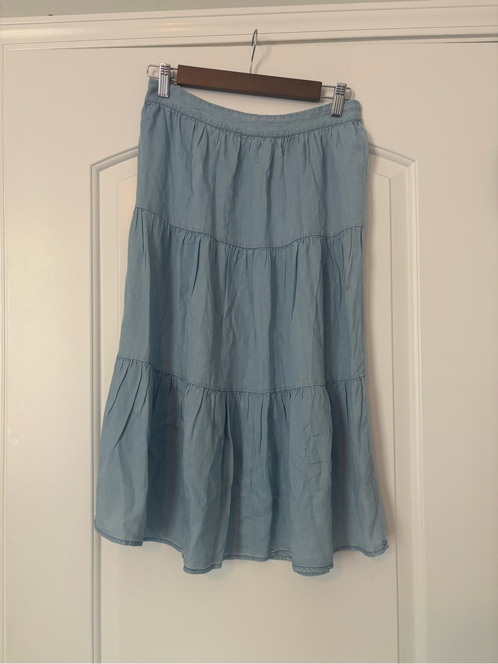 NWT 1250°C Chambray Tencel Tiered Midi Skirt
